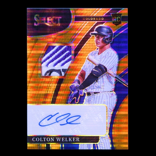 Colton Welker RC 2022 Select Rookie Jersey Autographs Orange Pulsar Rockies 07/15