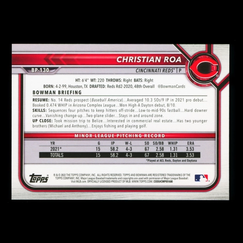 Christian Roa 2022 Bowman Prospects 1st Bowman Reds