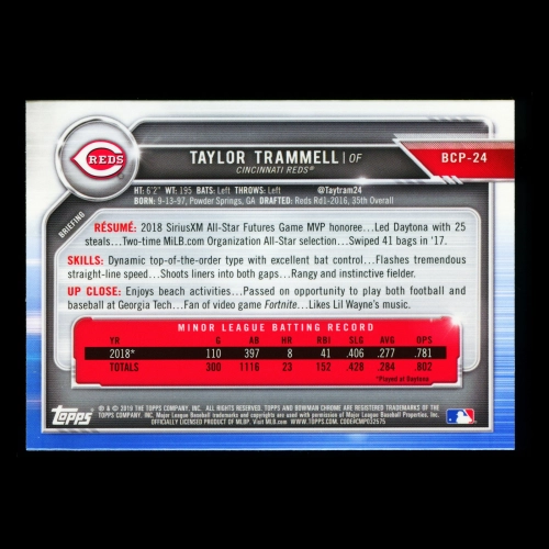 Taylor Trammell 2019 Bowman Chrome Prospects Reds