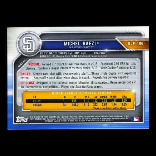 Michel Baez 2019 Bowman Chrome Prospects Padres