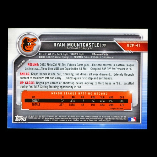 Ryan Mountcastle 2019 Bowman Chrome Prospects Orioles