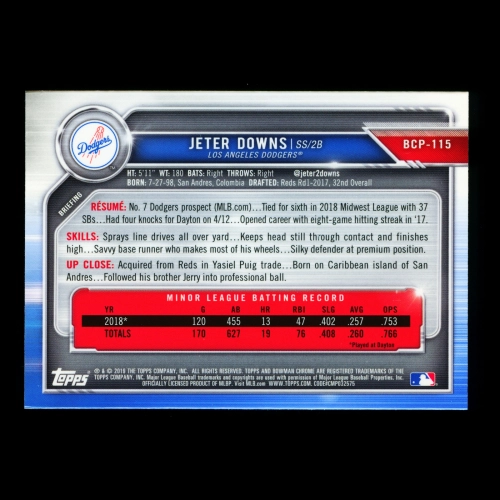 Jeter Downs 2019 Bowman Chrome Prospects Dodgers