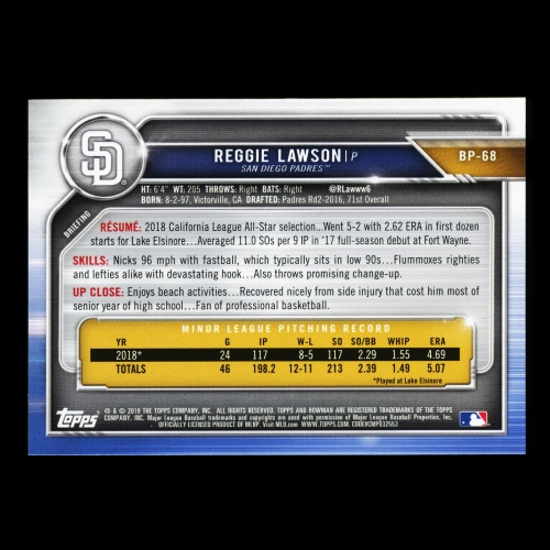 Reggie Lawson 2019 Bowman Prospects Padres