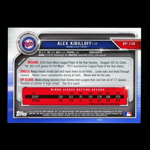 Alex Kirilloff 2019 Bowman Prospects Twins