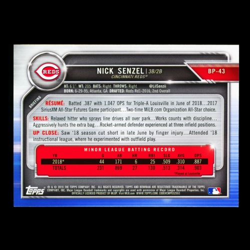 Nick Senzel 2019 Bowman Prospects Reds