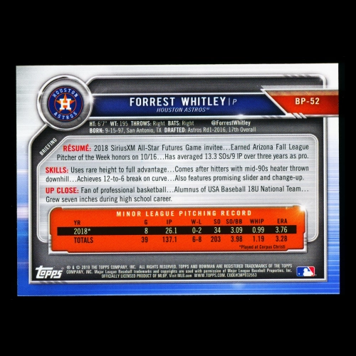 Forrest Whitley 2019 Bowman Prospects Astros
