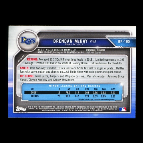 Brendan McKay 2019 Bowman Prospects Rays