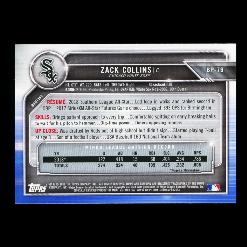 Zack Collins 2019 Bowman Prospects White Sox