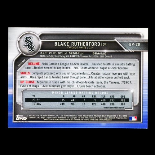 Blake Rutherford 2019 Bowman Prospects White Sox