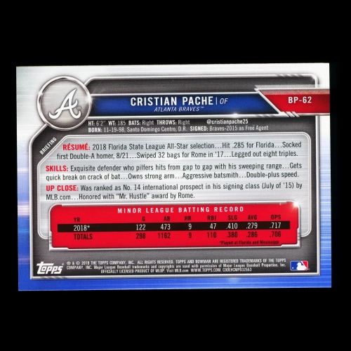 Cristian Pache 2019 Bowman Prospects Braves