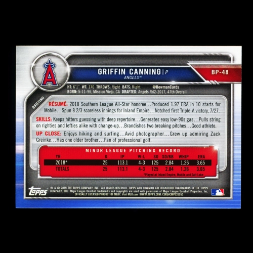 Griffin Canning 2019 Bowman Prospects Angels