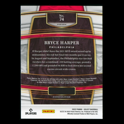 Bryce Harper 2022 Select Holo Phillies