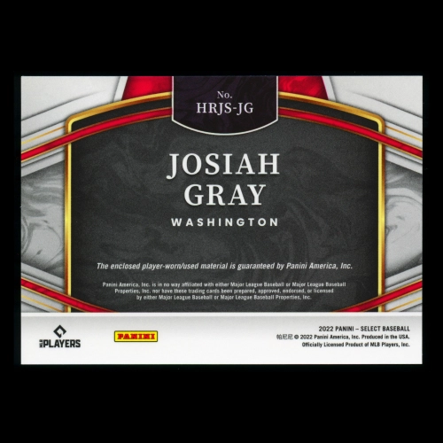 Josiah Gray RC 2022 Select Horizontal Rookie Jumbo Swatch Nationals