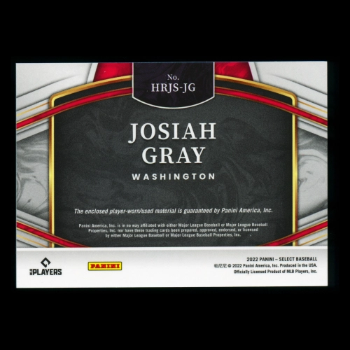 Josiah Gray RC 2022 Select Horizontal Rookie Jumbo Swatch Nationals