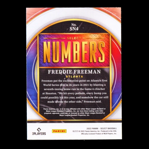 Freddie Freeman 2022 Select Numbers Braves