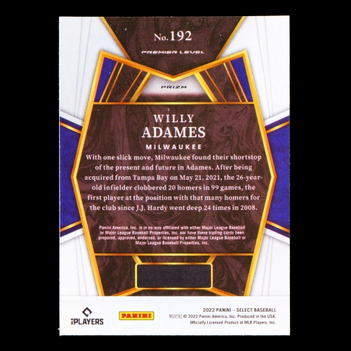 Willy Adames 2022 Select Tri-Color PRM Brewers