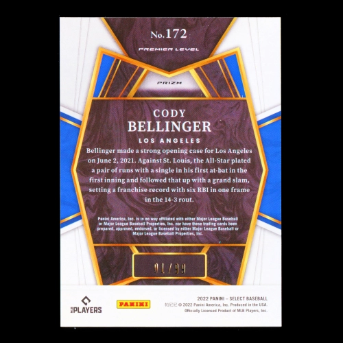 Cody Bellinger 2022 Select Neon Green PRM Dodgers 01/99