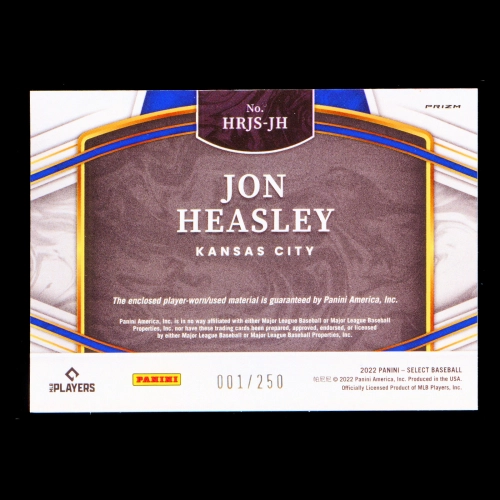 Jon Heasley RC 2022 Select Horizontal Rookie Jumbo Swatch Holo Royals 001/250