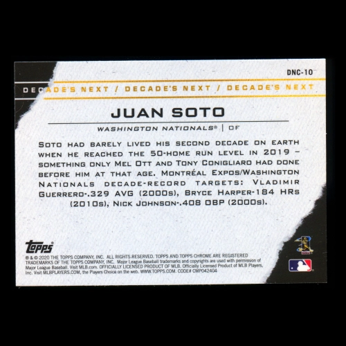 Juan Soto 2020 Topps Chrome Update Decade's Next Nationals/Padres
