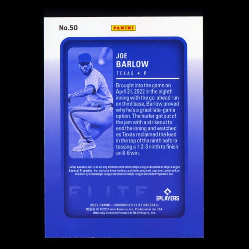 Joe Barlow RC 2022 Elite Rookie Rangers