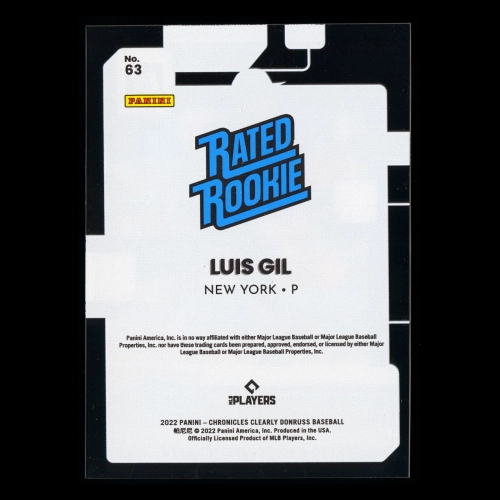Luis Gil RR 2022 Clearly Donruss Rated Rookie Yankees