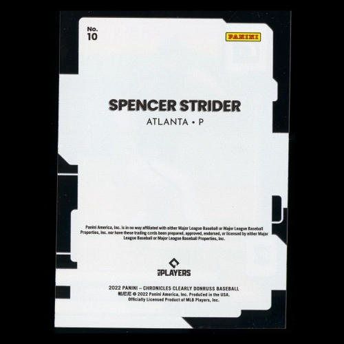 Spencer Strider RC 2022 Clearly Donruss Rookie Braves