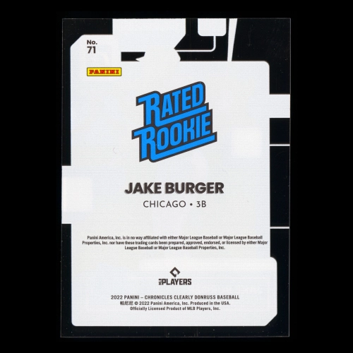 Jake Burger RR 2022 Clearly Donruss Rated Rookie White Sox