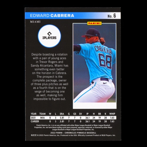 Edward Cabrera RC 2022 Pinnacle Rookie Marlins