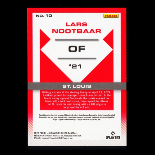 Lars Nootbaar RC 2022 Recon Rookie Cardinals