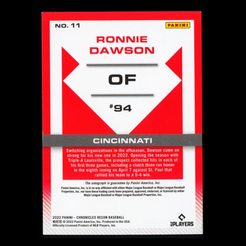 Ronnie Dawson RC 2022 Recon Rookie Auto Reds