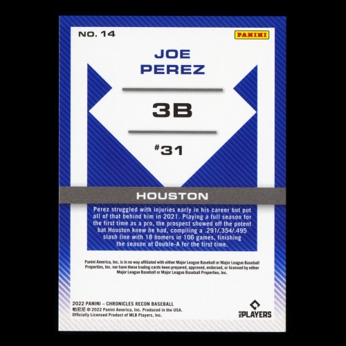 Joe Perez RC 2022 Recon Rookie Astros