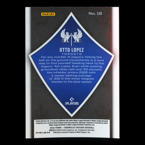 Otto Lopez RC 2022 Crusade Prizm Rooke Blue Jays