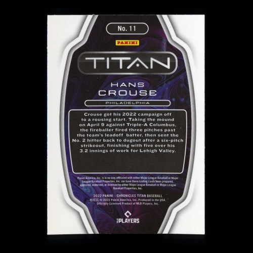 Hans Crouse RC 2022 Titan Rookie Phillies