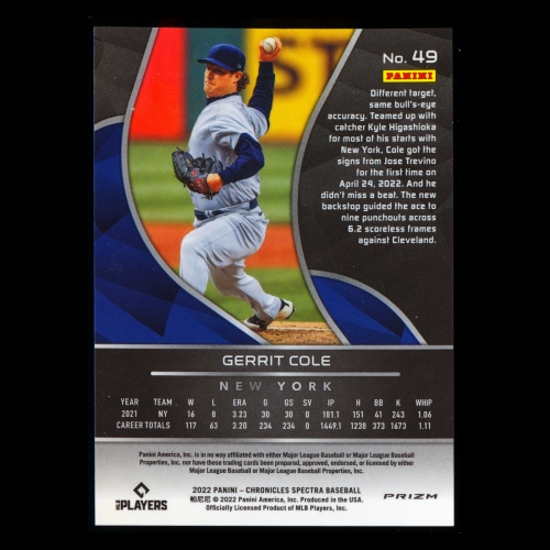 Gerrit Cole 2022 Spectra Holo Yankees
