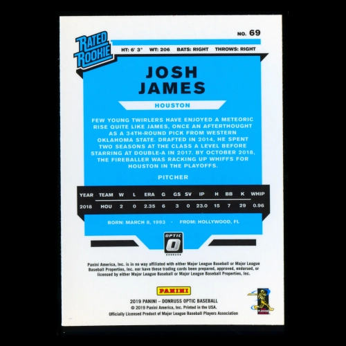 Josh James RR RC 2019 Donruss Optic Rookie Astros