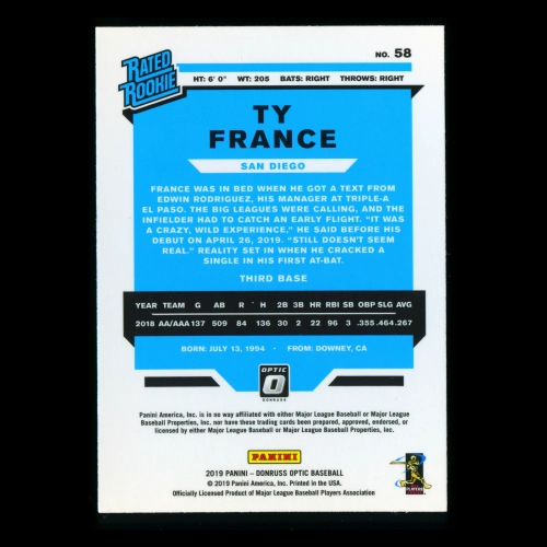 Ty France RR RC 2019 Donruss Optic Rookie Padres