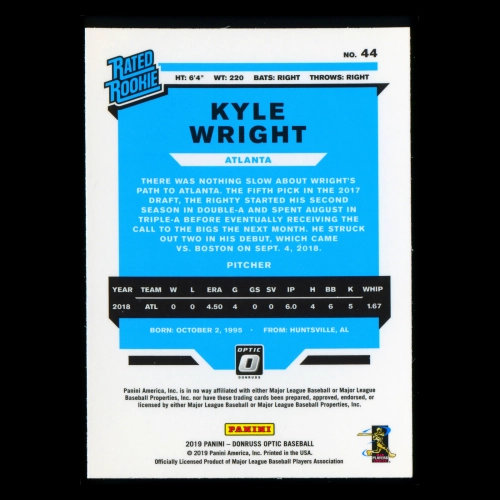 Kyle Wright RR RC 2019 Donruss Optic Rookie Braves