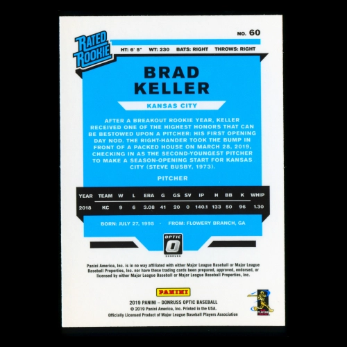 Brad Keller RR RC 2019 Donruss Optic Rookie Royals