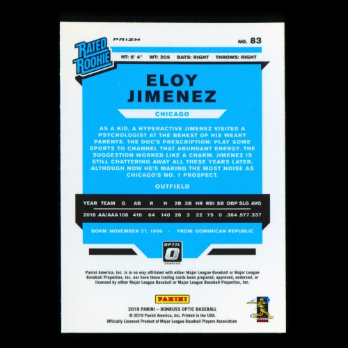 Eloy Jimenez RR RC 2019 Donruss Optic Holo Rookie White Sox