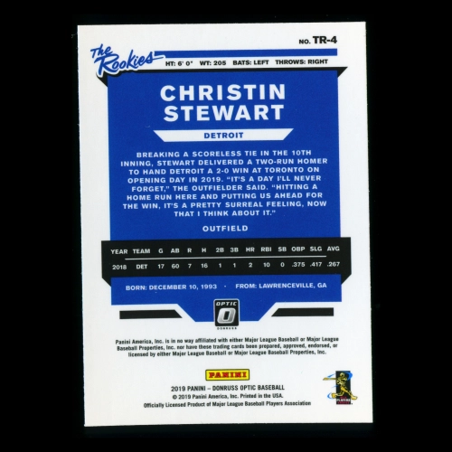 Christin Stewart 2019 Donruss Optic The Rookies Trigers