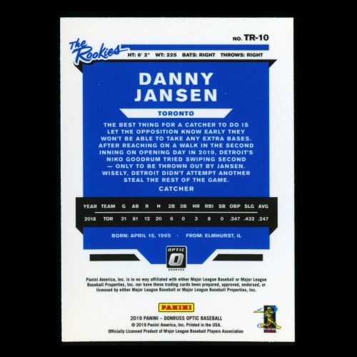 Danny Jansen 2019 Donruss Optic The Rookies Blue Jays
