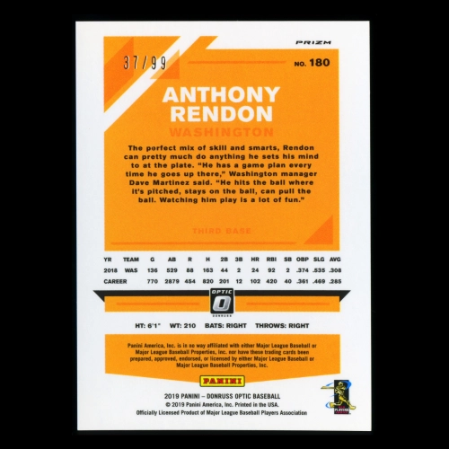 Anthony Rendon 2019 Donruss Optic Orange Nationals 37/99
