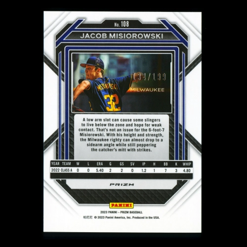 Jacob Misiorowski 2023 Panini Prizm Red Brewers 134/199