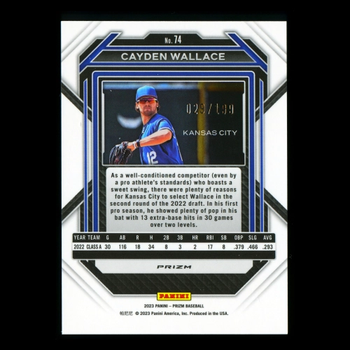 Cayden Wallace 2023 Panini Prizm Red Royals 029/199