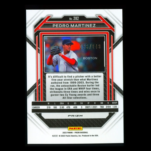Pedro Martinez 2023 Panini Prizm Blue Red Sox 096/149