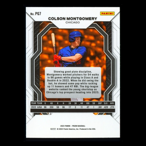 Colson Montgomery 2023 Panini Prizm Pot of Gold White Sox