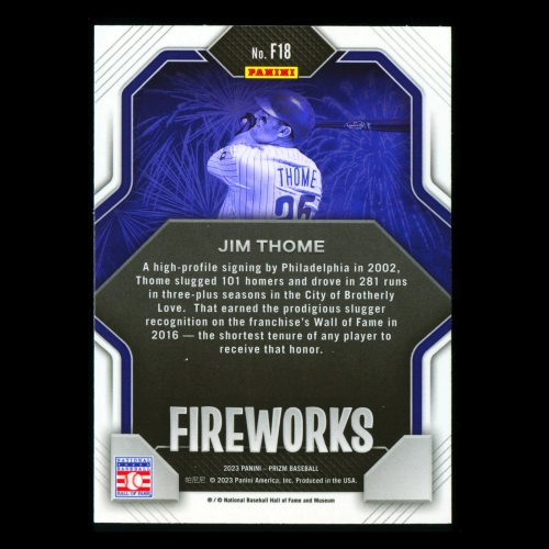Jim Thome 2023 Panini Prizm Fireworks Phillies