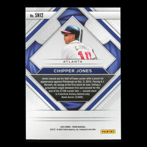 Chipper Jones 2023 Panini Prizm Second to None Braves