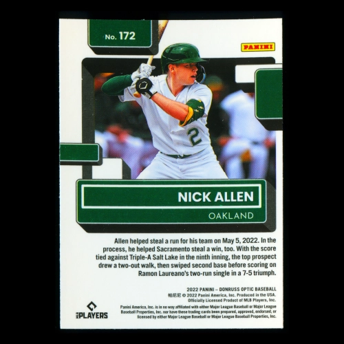 Nick Allen RR RC 2022 Donruss Optic Rated Rookie Athletics