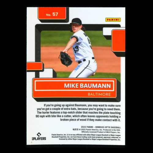 Mike Baumann RR RC 2022 Donruss Optic Rated Rookie Orioles